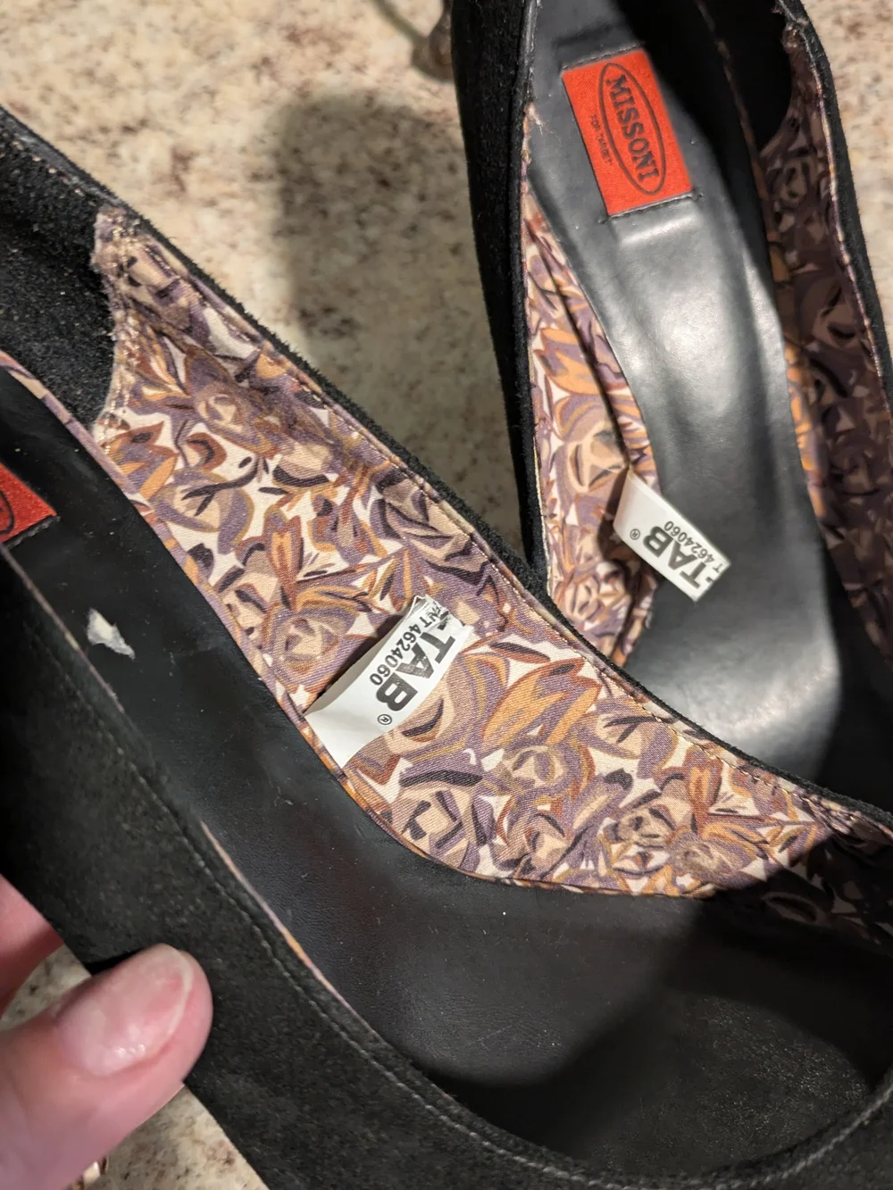 Missoni For Target Black Suede Pumps with Neutral Chevron Toe Accents